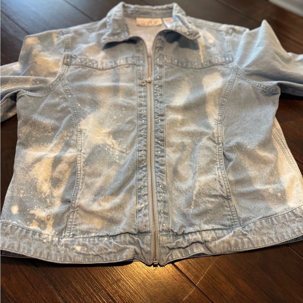 tie dye Blue Jean Jacket with Nirvana on back